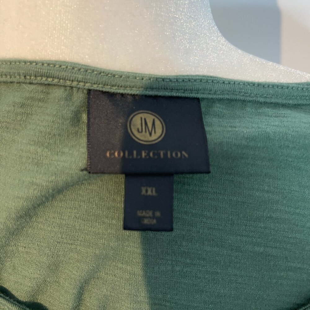 JM Collection Green & White Embroidered shirt size XXL - Picture 4 of 4